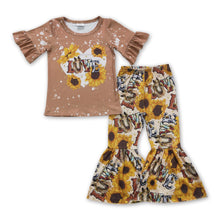 Load image into Gallery viewer, Sunflower love horse kids girls western clothing set