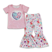 Load image into Gallery viewer, Dinosaur heart pink baby girls cute valentine's outfits
