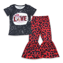 Load image into Gallery viewer, Love goat bleached shirt red leopard girls Valentine's outfits