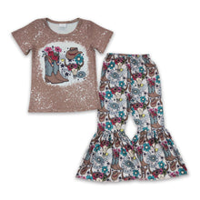 Load image into Gallery viewer, Bull skull boots hat shirt pants girls western outfits