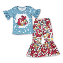 Load image into Gallery viewer, Bleached short sleeves pants fish floral princess girls outfits