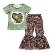 Load image into Gallery viewer, Leopard boots cactus kids girls western clothing set