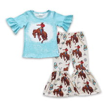 Load image into Gallery viewer, Horse rodeo shirt bell bottom pants western girls clothes
