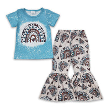 Load image into Gallery viewer, Turquoise rainbow bleached shirt pants girls western outfits