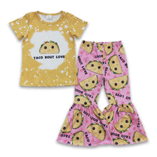 Load image into Gallery viewer, Taco love shirt bell bottom pants girls clothing set
