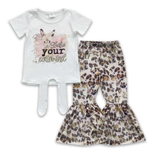 Load image into Gallery viewer, Shake your cottontail bunny shirt leopard pants girls easter clothes