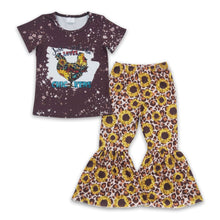 Load image into Gallery viewer, Just a girl who loves chickens leopard sunflower pants girls clothes