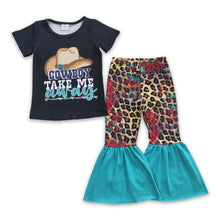 Load image into Gallery viewer, Cowboy take me away leopard pants girls western clothes