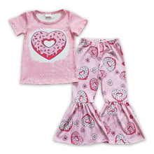 Load image into Gallery viewer, Pink heart donut kids girls valentine's clothing set