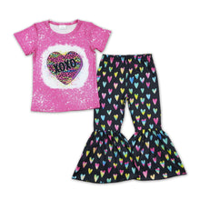 Load image into Gallery viewer, Heart leopard bleached kids girls valentine's clothing