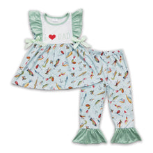 Load image into Gallery viewer, I love Dad fishing kids girls clothing set