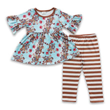Load image into Gallery viewer, Short sleeves toy tunic stripe leggings girls clothing set