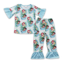 Load image into Gallery viewer, Short sleeves fish princess baby girls pajamas