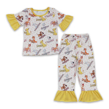 Load image into Gallery viewer, Lucky lion deer dog short sleeves pants kids girls pajamas