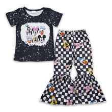 Load image into Gallery viewer, Black mouse duck shirt pants kids girls clothing set