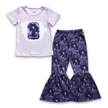 Load image into Gallery viewer, Lavender bleached shirt pants movie girls clothing set