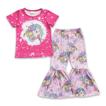 Load image into Gallery viewer, Unicorn bleached shirt bell bottom pants girls outfits
