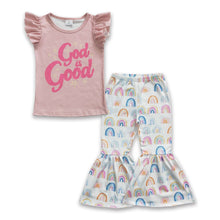 Load image into Gallery viewer, God is good rainbow baby girls clothing set