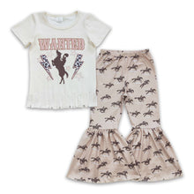 Load image into Gallery viewer, Wanted cowgirl rodeo fringe shirt pants girls outfits