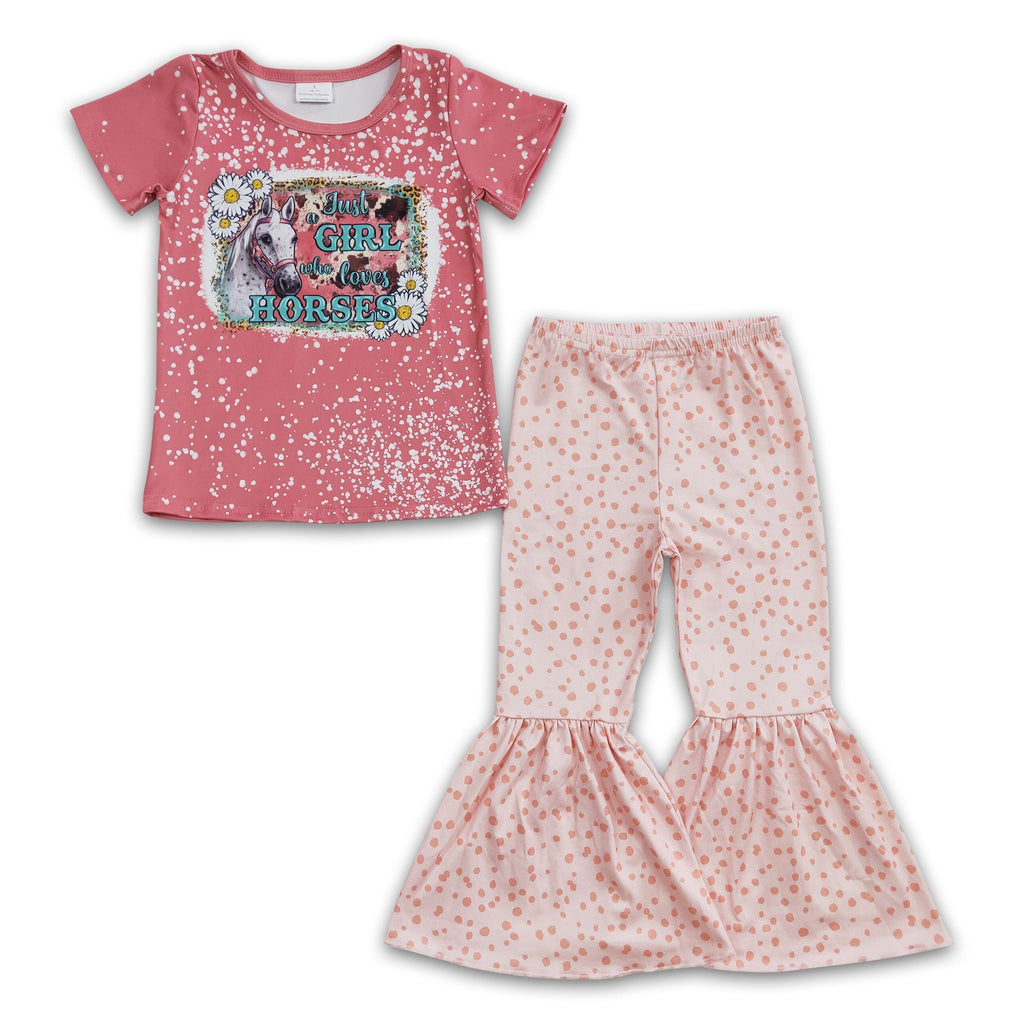 Just a girl who loves horse shirt pants kids girls clothing set