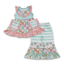 Load image into Gallery viewer, Sleeveless smile pocket tunic patchwork pants girls clothing