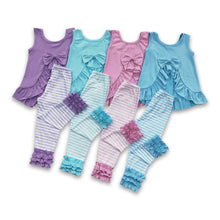 Load image into Gallery viewer, Blue bow backless top stripe leggings girls spring clothes