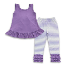Load image into Gallery viewer, Lavender bow backless top stripe leggings girls spring clothes