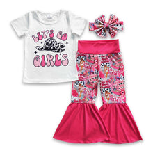 Load image into Gallery viewer, Let's go girls hat howdy kids girls clothing set