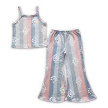 Load image into Gallery viewer, Sleeveless stripe aztec top pants girls clothing set