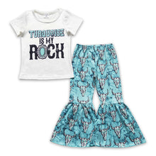 Load image into Gallery viewer, Turquoise is my rock shirt bull skull pants western girls clothes