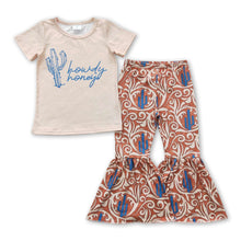 Load image into Gallery viewer, Howdy honey cactus shirt bell bottom pants girls clothes