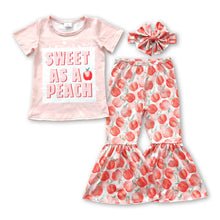 Load image into Gallery viewer, Sweet as a peach kids girls clothing set