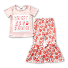 Load image into Gallery viewer, Sweet as a peach kids girls clothing set