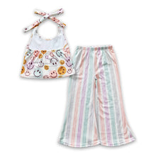 Load image into Gallery viewer, Smile halter top stripe pants kids girls clothing set