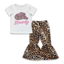 Load image into Gallery viewer, Howdy leopard hat shirt bell bottom pants girls outfits