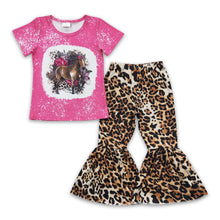 Load image into Gallery viewer, Horse floral shirt leopard pants girls clothing set