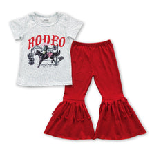 Load image into Gallery viewer, Horse cactus rodeo leopard shirt fringe pants girls clothes