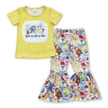 Load image into Gallery viewer, Yellow bleached rose princess girls clothing set