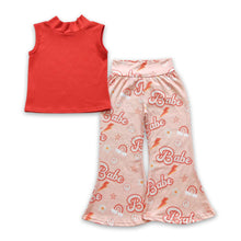 Load image into Gallery viewer, Sleeveless top smile rainbow babe pants kids girls clothes