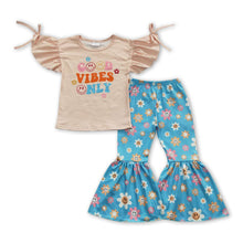 Load image into Gallery viewer, Good vibes only flower pants girls clothing set