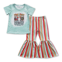 Load image into Gallery viewer, Wild west bull skull shirt stripe pants girls clothes