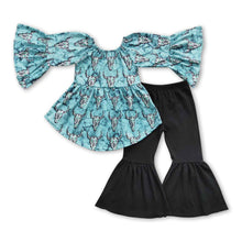 Load image into Gallery viewer, Aztec bull skull tunic pants girls clothing set