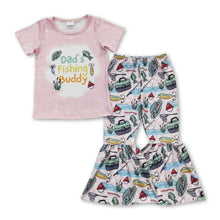 Load image into Gallery viewer, Dad's fishing buddy pink kids girls outfits