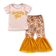 Load image into Gallery viewer, Birthday girl top floral pants kids girls clothing set