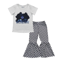 Load image into Gallery viewer, Short sleeves top bell bottom pants black movie girls clothes