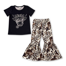 Load image into Gallery viewer, Highland cow top bell bottom pants girls clothes