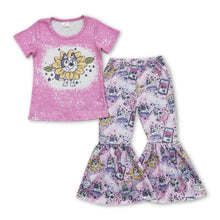 Load image into Gallery viewer, Bleached dog top bell bottom pants cute girls clothes