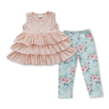 Load image into Gallery viewer, Sleeveless ruffle tunic floral leggings girls clothes