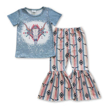 Load image into Gallery viewer, Bull skull shirt pants western girls clothes
