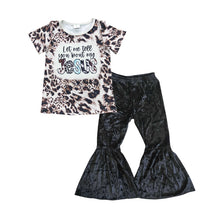 Load image into Gallery viewer, Tell me 'bout jesus top black velvet pants girls clothes